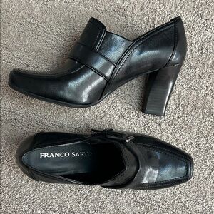 Franco Sarto Glossy Black Block Heels